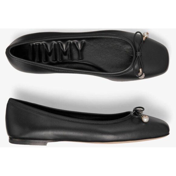 Jimmy Choo Elme Ballet Flats Black Bow Pearl Crystal Embellished US 8 EU 38.5 – - Picture 3 of 16
